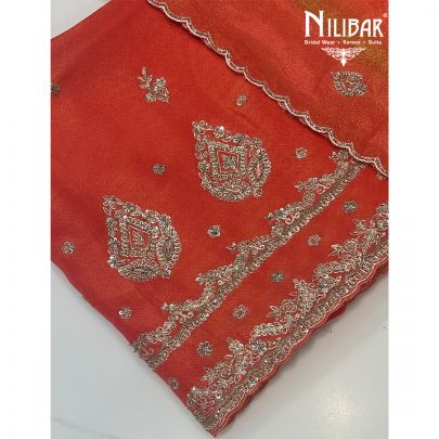 Orange Lamé Silk Unstitched Suit