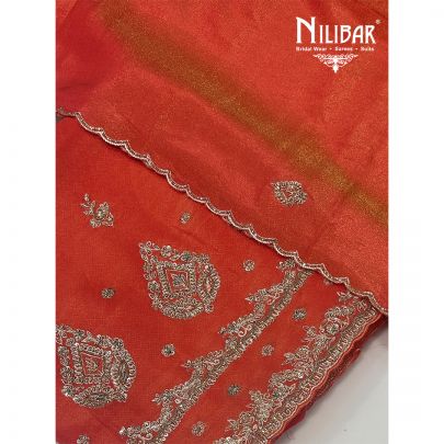 Orange Lamé Silk Unstitched Suit