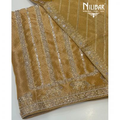 Mustard Lamé Silk Unstitched Suit