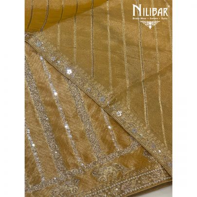 Mustard Lamé Silk Unstitched Suit
