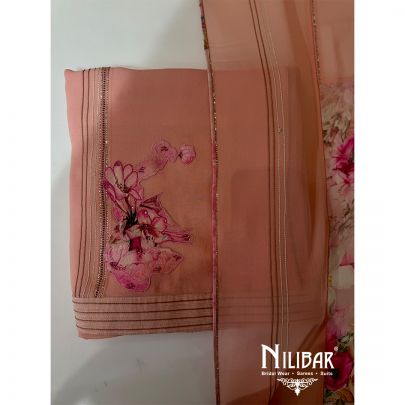 Peach Georgette Unstitched Suit