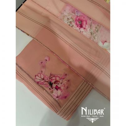 Peach Georgette Unstitched Suit