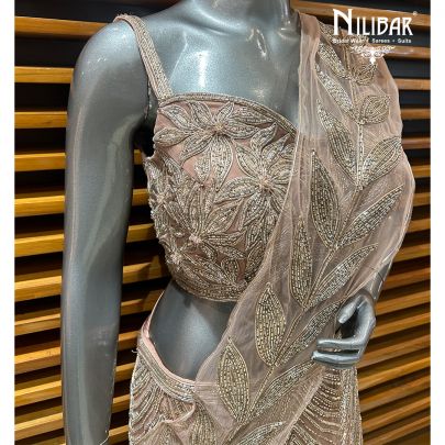Rose Gold & Pink Net Lehenga