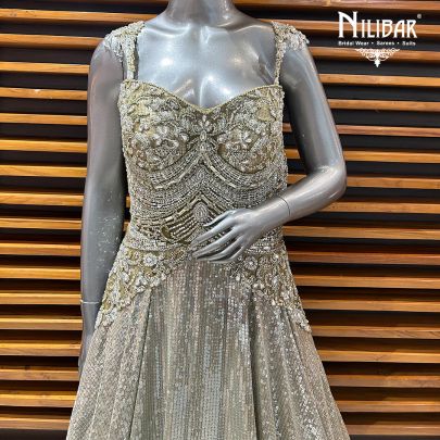 Mehandi Green Net Gown