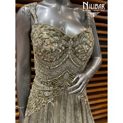 Mehandi Green Net Gown
