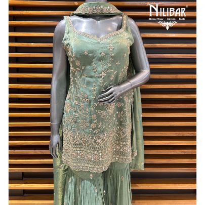 Sea Green Lamé Silk Garara Suit