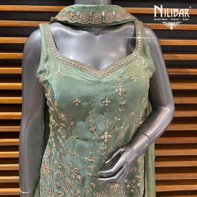 Sea Green Lamé Silk Garara Suit