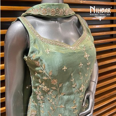 Sea Green Lamé Silk Garara Suit
