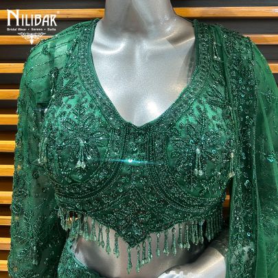 Bottle Green Net Lehenga