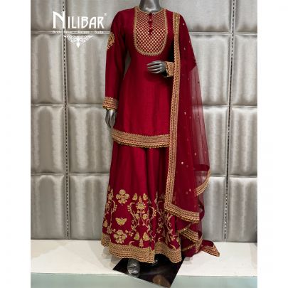 Maroon Silk Shirt & Bottom Paired