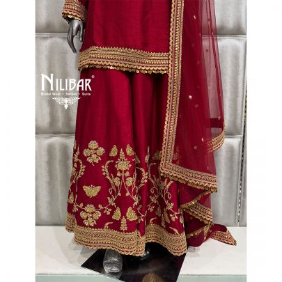 Maroon Silk Shirt & Bottom Paired