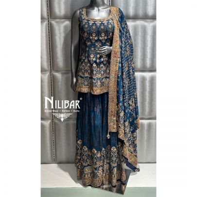 Sapphire Blue Crepe Palazzo Suit