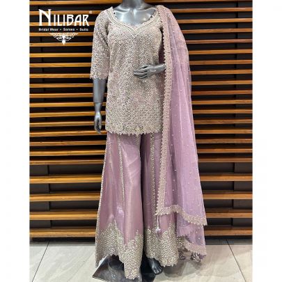 Lilac Silk Flared Palazzo Suit