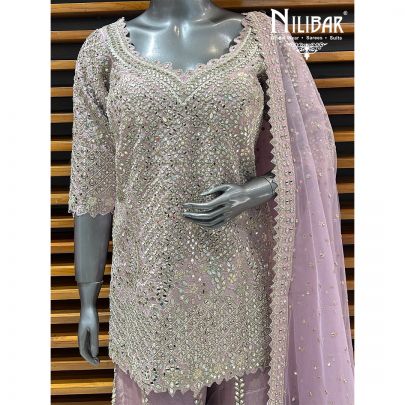 Lilac Silk Flared Palazzo Suit