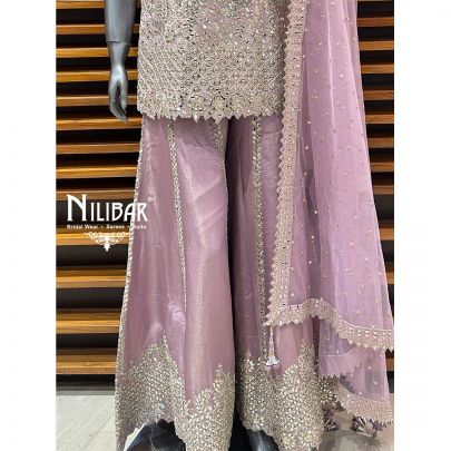 Lilac Silk Flared Palazzo Suit