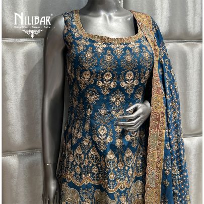 Sapphire Blue Crepe Palazzo Suit