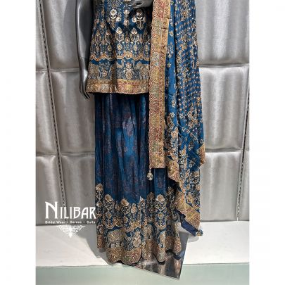Sapphire Blue Crepe Palazzo Suit