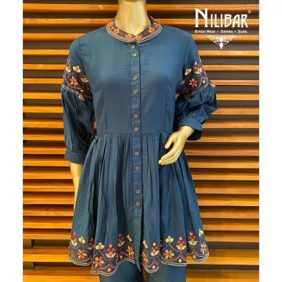 Peacock Cotton Peplum Suit