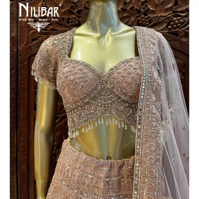 Foxy Pink Net Reception Lehenga
