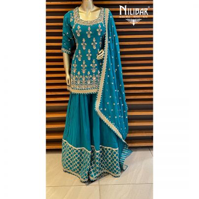 Teal Green Georgette Palazzo