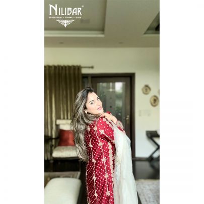 Simran Malik in our Red Silk Readymade Suit