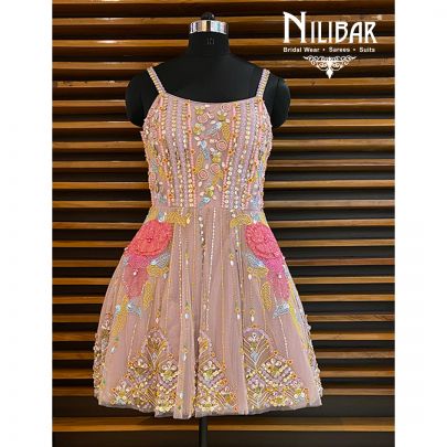 Pink Net Short Dress