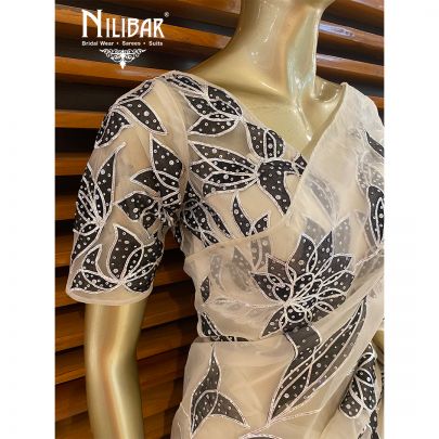 Black and White Organza Saree