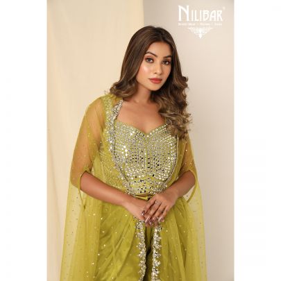 Mehandi Green Silk Dhoti Suit
