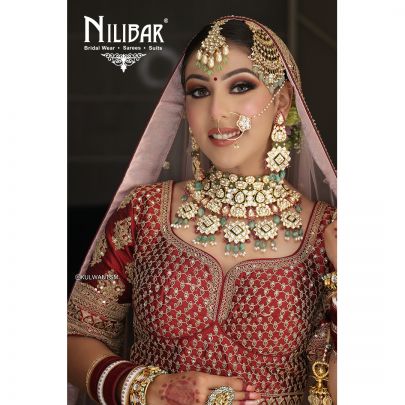 Berry Red Silk Bridal Lehenga