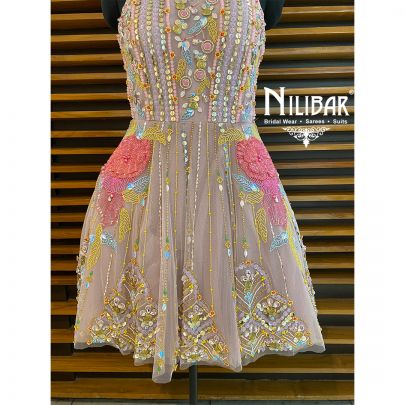 Pink Net Short Dress