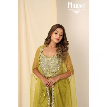 Mehandi Green Silk Dhoti Suit