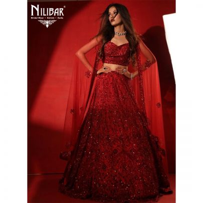 Red Net Lehenga