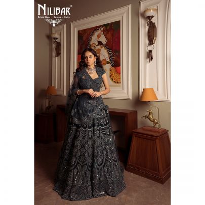Peacock Velvet Bridal Lehenga