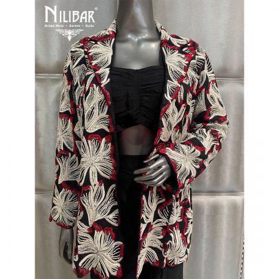 Black Silk Embroidered Co-ord Set