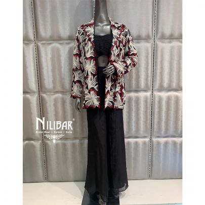 Black Silk Embroidered Co-ord Set