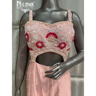 Pink Silk Embroidered Jumpsuit