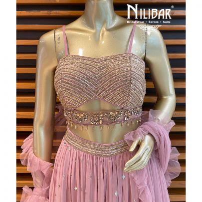 Lilac Georgette Crop Top Palazzo Set