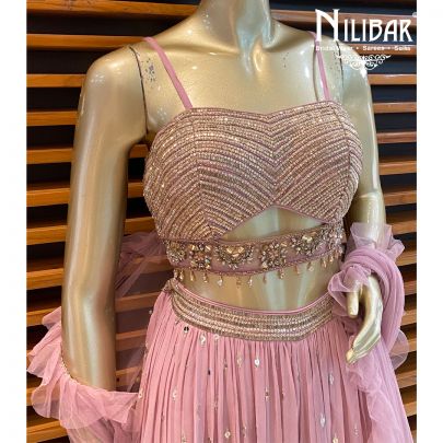 Lilac Georgette Crop Top Palazzo Set