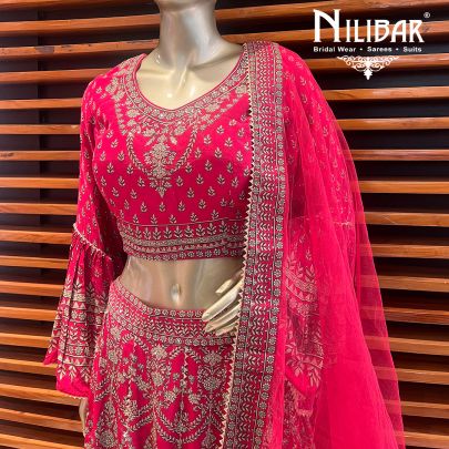 Poppy Red Georgette Printed Lehenga