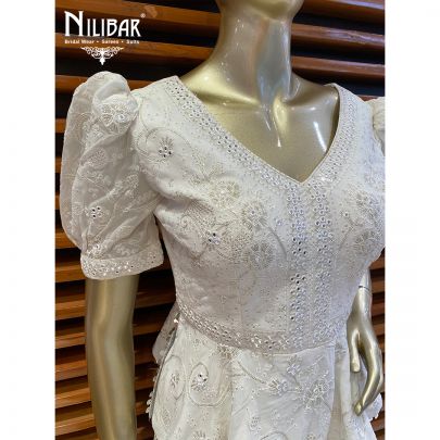 Pearl White Georgette Lehenga