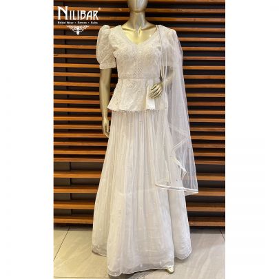 Pearl White Georgette Lehenga