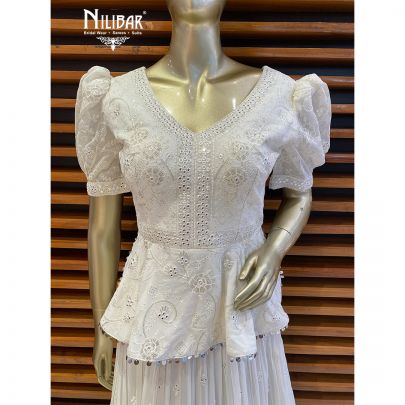Pearl White Georgette Lehenga