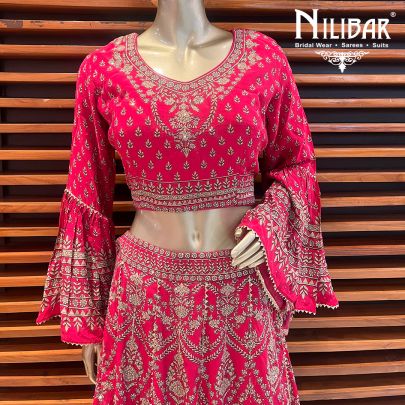Poppy Red Georgette Printed Lehenga