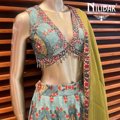 Pistachio Silk Printed Lehenga