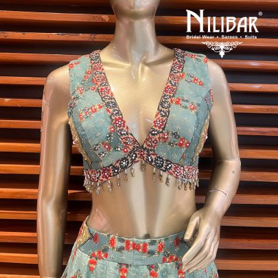 Pistachio Silk Printed Lehenga