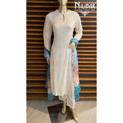 White Georgette Palazzo Suit