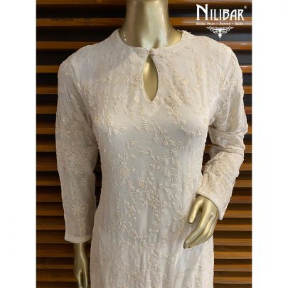 White Georgette Palazzo Suit