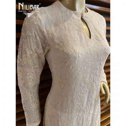 White Georgette Palazzo Suit