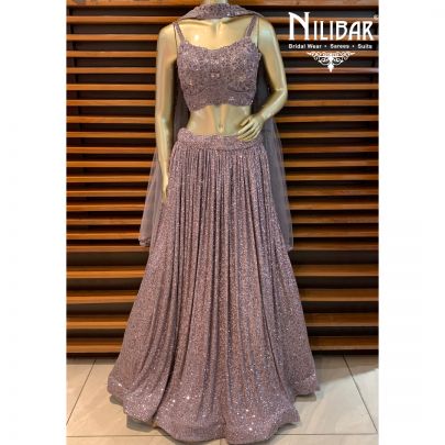Dove Purple Net Lehenga