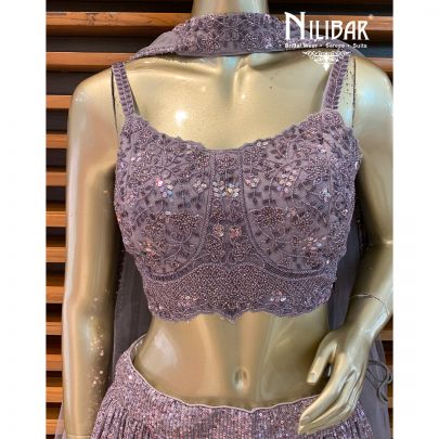 Dove Purple Net Lehenga